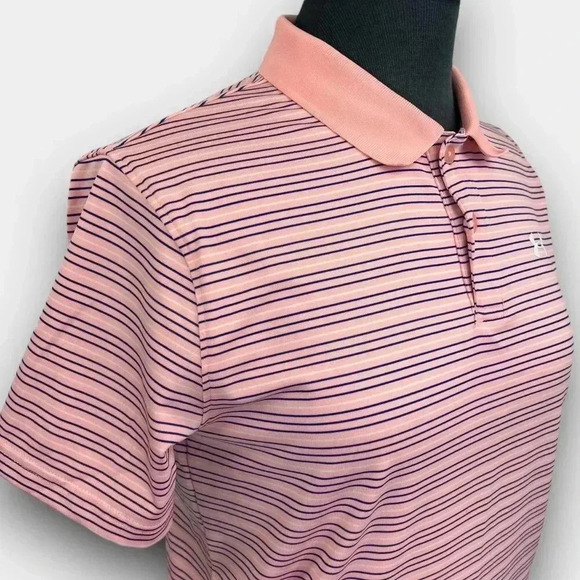 UNDER ARMOUR Performance Polo Stripe youth large peach/blue/white - Picture 6 of 10